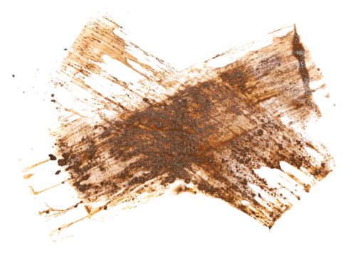 Drops of mud sprayed isolated on white background, with clipping path