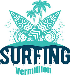 Obraz premium Summer surfing T-shirt design. Summer t-shirt design vector. For t-shirt print and other uses