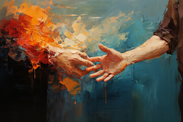 a helping hand for our elders abstract expressionism made with AI generative technology