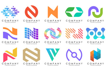 set of Abstract letter N logo design. modern creative logotype monogram icon design inspiration.