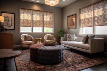 stylish lounge area with comfy seating and elegant details for guests to relax, created with generative ai