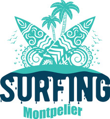 Summer surfing T-shirt design. Summer t-shirt design vector. For t-shirt print and other uses