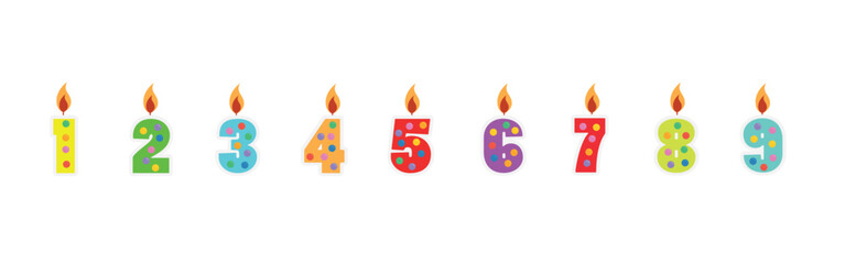 Obraz premium Set of Birthday Anniversary Numbers Candle