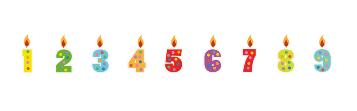 Set of Birthday Anniversary Numbers Candle - Powered by Adobe