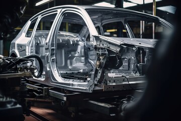 Obraz premium Car Factory Automatic Production Conveyor.