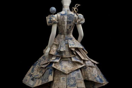 imaginative dress made of unconventional materials, such as ceramic and wire, created with generative ai