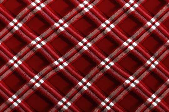 Red, black and white tartan textile pattern, created using generative ai technology