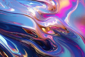 Abstract fluid iridescent holographic background, created using generative ai technology
