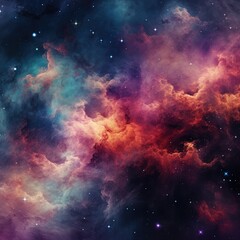 Fototapeta na wymiar Nebula with stars and multicoloured clouds background, created using generative ai technology