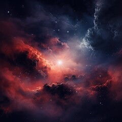 Fototapeta na wymiar Nebula with stars and multicoloured clouds background, created using generative ai technology