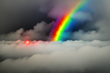 Fototapeta na wymiar a rainbow in the fog. Generative AI