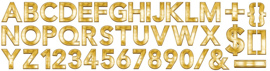3d gold font letter abc - z