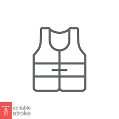 Life vest icon. Simple outline style. Safety jacket, water transportation security guard equipment concept. Thin line symbol. Vector illustration isolated on white background. Editable stroke EPS 10.