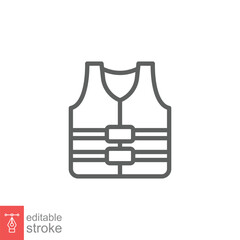 Life vest icon. Simple outline style. Safety jacket, water transportation security guard equipment concept. Thin line symbol. Vector illustration isolated on white background. Editable stroke EPS 10.