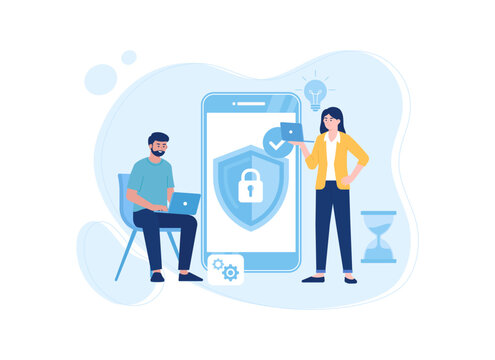 Security phone concept flat illustration