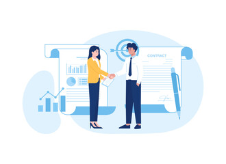 Contract work to achieve the target concept flat illustration
