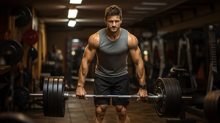 Fototapeta na wymiar Bodybuilder lifting weights