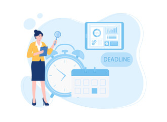 Work deadlines with alarms and calendars concept flat illsutration