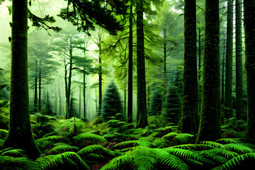 Obraz premium forest in the morning. Generative AI