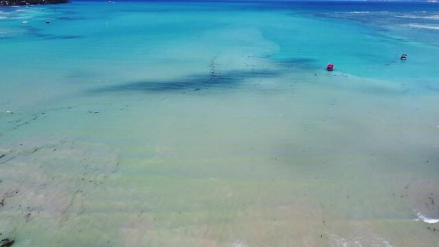 Aerial view of Anse a la mouche beach. Mahe island, Seychelles