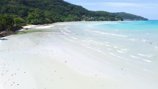 Aerial view of Anse a la mouche beach. Mahe island, Seychelles