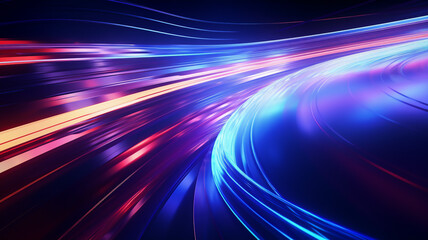 futuristic fast speed motion on a dark background with some smooth lines. cyber punk style. By Generative AI.