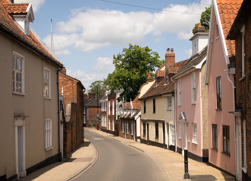 Attractive Street of Historic Georgian & other Ancient Building in The Market Town of Beccles, Suffolk, England, UK.