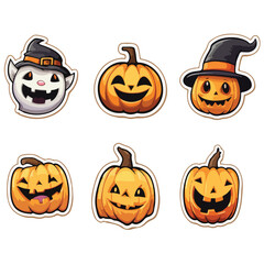 set of 6,halloween vector print,halloween sticker set,halloween pumpkin,ghost,creature,evil eps file,editable,ready to print