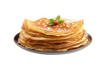 Pancake isolated on transparent background. Generative Ai
