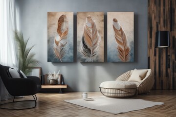a wall art that decorates a room, bringing in the elements of nature, created with generative ai