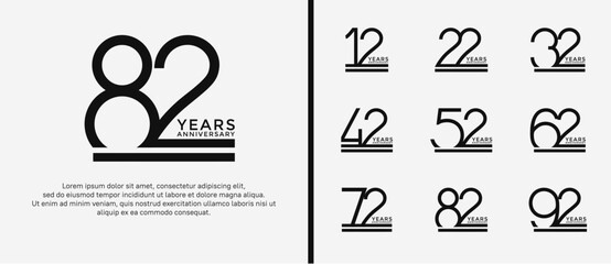 set of anniversary logo black color on white background for celebration moment