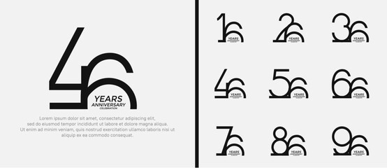 set of anniversary logo black color on white background for celebration moment