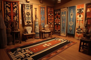 traditional navajo rug designs and symbols displayed, created with generative ai - obrazy, fototapety, plakaty
