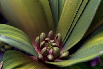 Obraz premium A Close Up Of A Green And Purple Flower