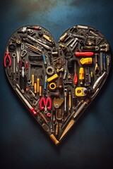 dads hobby tools arranged in heart shape, created with generative ai