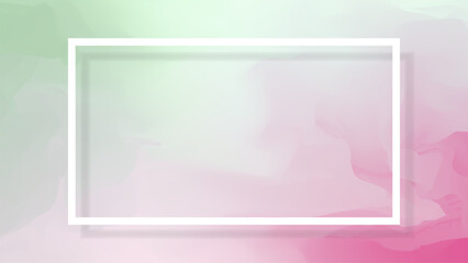 Colorful Bright Green And Pink Watercolor Abstract Background With White Frame. Wallpaper. Vector Illustration