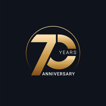 70 Years Anniversary badge with gold style Vector Illustration