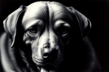 A Black And White Photo Of A Dog