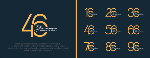 set of anniversary logo brown color on black background for celebration moment