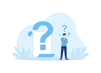 Blank paper with question mark concept flat illustration