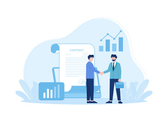 Business contract concept flat illustration