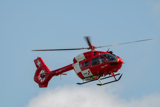 HB-ZQM REGA ambulance Airbus H145 helicopter in Speck-Fehraltorf in Switzerland 1.7.2023