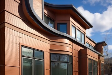 Obraz premium architectural details of modern building, including roofline and windows, to add visual interest, created with generative ai