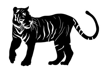 Tiger silhouette isolated on white background. Vector illustration