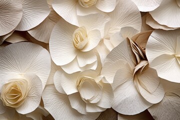 abstract close-up of layered paper flower textures, created with generative ai