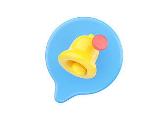 Notification 3d illustration - bell 3d icon with message bubble. Notice element for web, mail reminder object