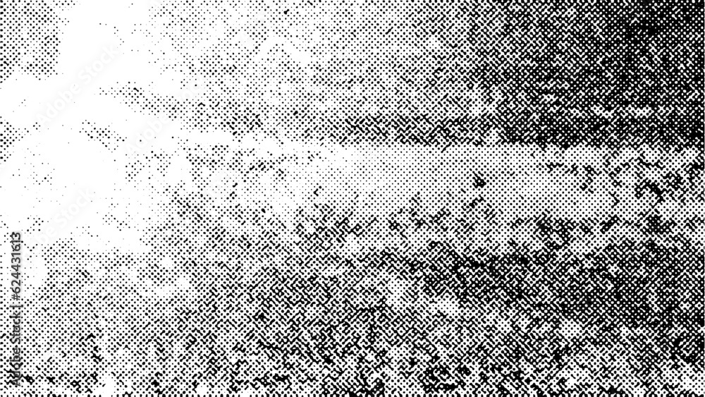 Poster subtle halftone vector texture overlay. 16x9 monochrome abstract splattered background.