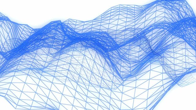 Blue net mesh floats on white background 