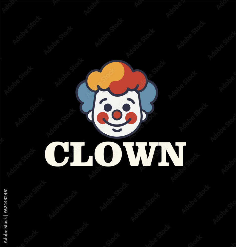 Sticker Cartoon Clown Face Vector Illustration logo design template - Stickers