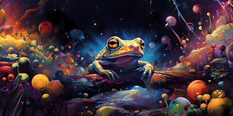 Colourful frog - obrazy, fototapety, plakaty